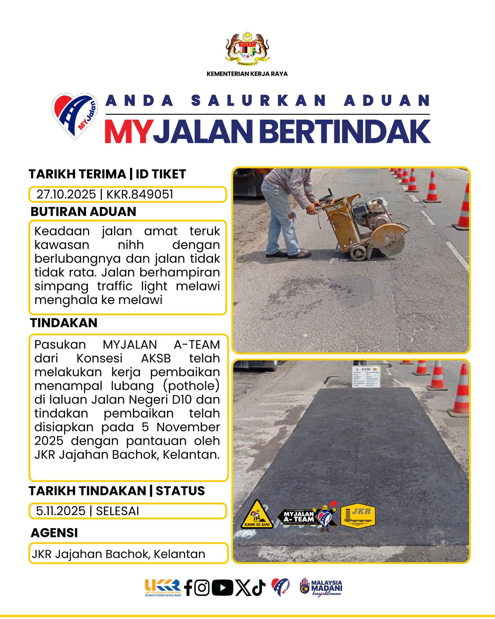 5 NOVEMBER 2025 - JKR JAJAHAN BACHOK, KELANTAN